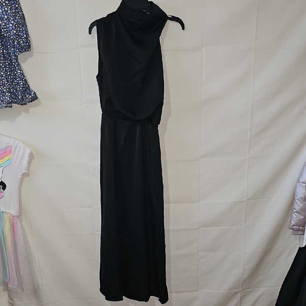 Black Sleeveless Cowl Neck Maxi Gown